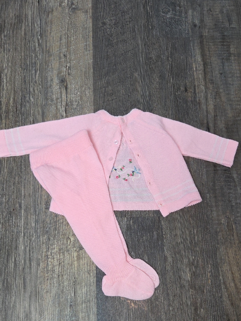 Pink Baby Knit Cardigan and Tights Set